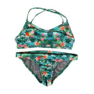 Jolyn Printed Green Floral Bikini Set - Women's Swim Size Large